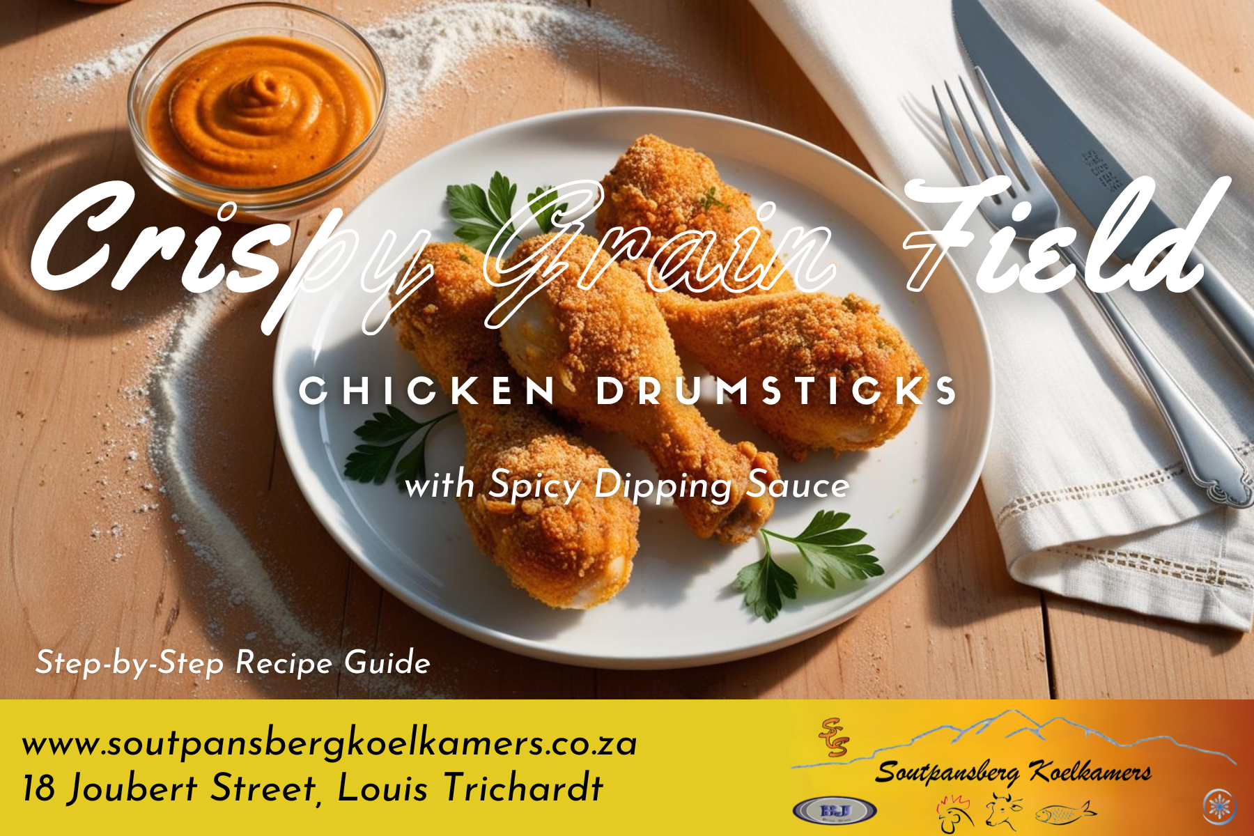 Crispy Grain Field chicken drumsticks with spicy dipping sauce Soutpansberg Koelkamers