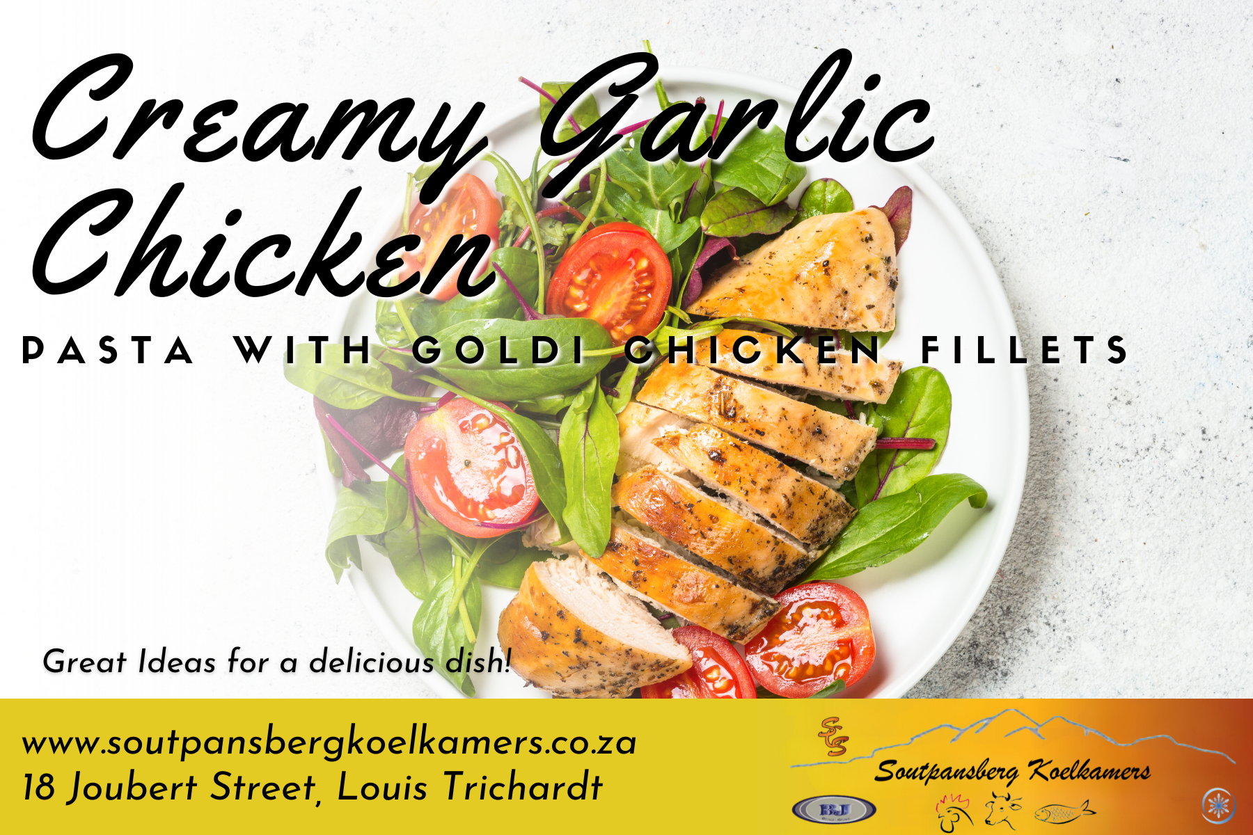 Creamy Garlic Chicken Pasta with Goldi Chicken Fillets Soutpansberg koelkamers